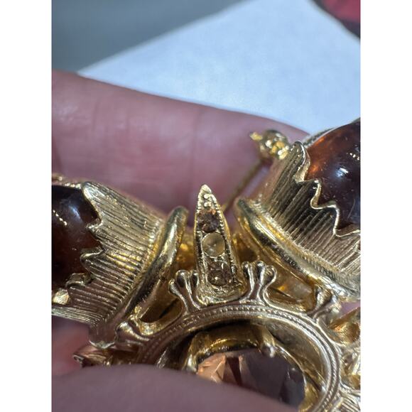 VTG Expan Amber Glass Convertible Brooch/Pendant - Picture 5 of 7